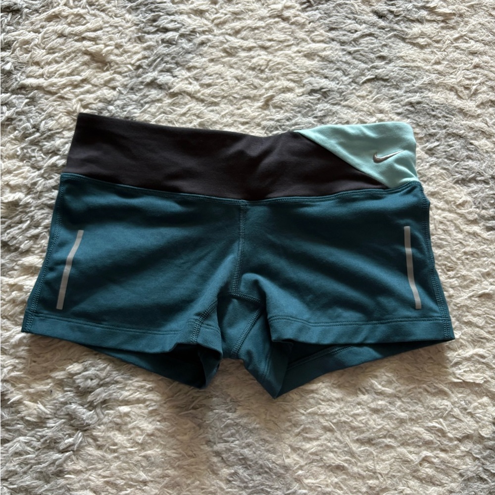 Nike Women's Teal and Black Shorts